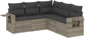 vidaXL 5 részes világosszürke polyrattan kerti ülőgarnitúra párnákkal
