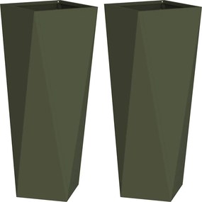 vidaXL Növénytartó 2 pcs Olajzöld 30 x 30 x 75 cm Acél