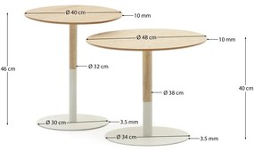 Kerek tárolóasztal szett tölgyfa dekorral 2 db-os Watse – Kave Home