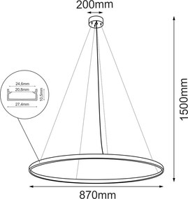 Antigo Agari 5334 Függőlámpa 1x54W/LED 4000K 6666lm IP20