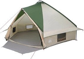 vidaXL Teepee sátor 10 fős tetővel Zöld és Fehér 490 x 410 x 210 cm