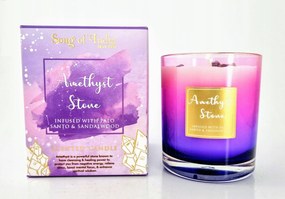 Szója illatgyertya kristályokkal Ametiszt Relaxáció Kövekkel