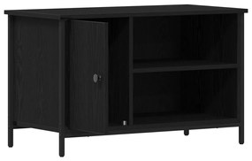 TV Szekrény Fekete Tölgy 80x40x50 cm Mérnöki Fa és Acél
