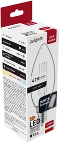 Avide LED White Filament Candle 4.5W E14 WW 2700K