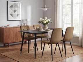 Étkezőasztal RION 130x70 cm kerámia lappal, fekete márvány
