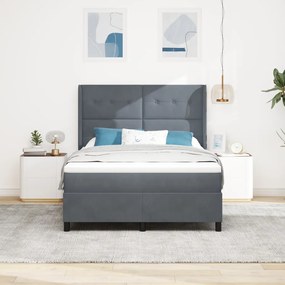 Boxspring Ágy Matrac nélkül Sötét Szürke 140x200 cm Bársonyos