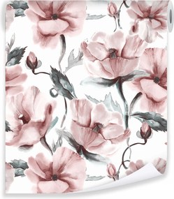 Bazsarózsa Virágos Tapéta Flizelin Fal Hálószoba Nappali Tekercs