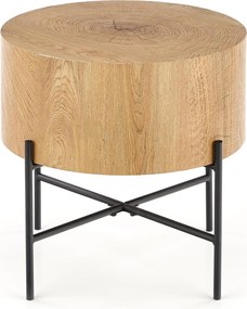 Liviano kerek dohányzóasztal 45 cm fém lábakkal - natúr tölgy / fekete