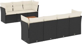 vidaXL 8 részes fekete polyrattan kerti ülőgarnitúra párnákkal