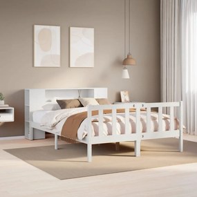 fehér tömör fenyőfa könyvespolcos ágy matrac nélkül 120x190 cm