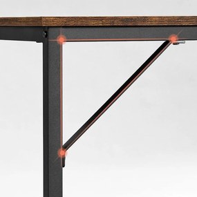 Íróasztal fém kerettel, kis irodai asztal, 140 cm, rusztikus barna