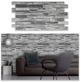 3D PVC falpanel Ezüstszürke palakő mintás