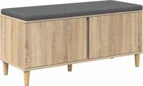 vidaXL Előtér pad Sonoma tölgy 100 x 38 x 46 cm Műanyag Fa és Szövet