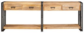 Konzolasztal 2 pcs Barna 200 x 33 x 75 cm Tömör nyers mangófa