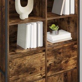 Széf fiókkal 2 pcs Füstös tölgy 81 x 36 x 150.5 cm Faanyag