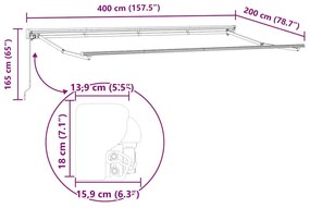 Napernyő keret Fehér 4 x 2 m Porszórt acél, alumínium