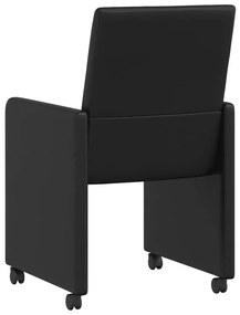 vidaXL Kerekes Étkező Székek 2 pcs Fekete 57 x 66 x 94 cm Műbőr