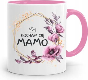 Rózsaszín Bögre Ajándék Anyukáknak Szeretlek Anya nyomott mintával