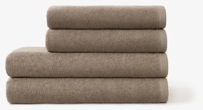 Goldea bordűr nélküli frottír törölköző és fürdőlepedő soft – szürkésbarna 70 x 140 cm
