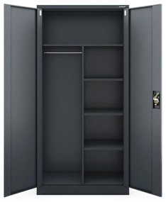 Fém öltözőszekrény DAWID, 900 x 1850 x 450 mm, antracit