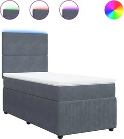 vidaXL sötétszürke bársony rugós ágy matraccal 90x190 cm