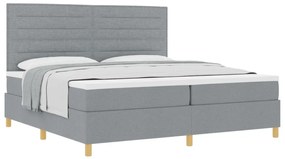 Boxspring Ágy Matrac Világosszürke 200x200 cm Szövet