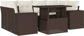 vidaXL 7 részes barna polyrattan kerti ülőgarnitúra párnákkal