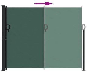 sötétzöld behúzható oldalsó napellenző 160 x 600 cm