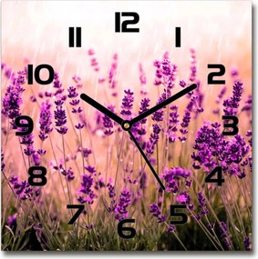 Üveg falióra szögletes Levendula 30x30 cm