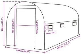 zöld melegház pótponyva (9 m²) 200 x 450 x 200 cm