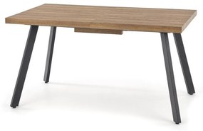 Asztal Houston 601Dió, Fekete, 76x85x140cm, Hosszabbíthatóság, Közepes sűrűségű farostlemez, Fém