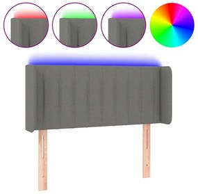 sötétszürke szövet LED-es fejtámla 93 x 16 x 78/88 cm