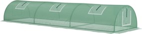 Outsunny Mini Kert Alagút Üvegház 300 x 80 x 45 cm 5 Legördíthető Ablak PE 140 g/m² Zöld Epoxi Fém | Aosom