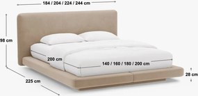 Világosszürke kárpitozott franciaágy 180x200 cm Linea – Micadoni