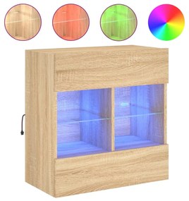sonoma tölgy színű fali TV-szekrény LED-del 58,5x30x60,5 cm