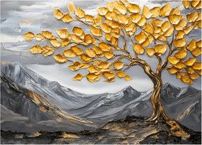 Üveg kép – Fa arany levelekkel (70x50 cm)
