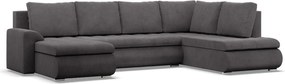 Tokio U sarokkanapé, 3 ágyneműtartóval, kordbársony, jobboldali, szürke