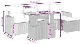 6 részes bézs polyrattan kerti ülőgarnitúra párnával