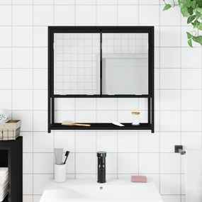 fekete szerelt fa fürdőszobai tükör 60 x 16 x 60 cm