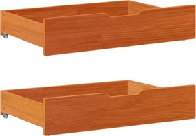 vidaXL 2 db viaszbarna tömör fenyőfa ágy alatti fiók 80 x 55 x 17 cm