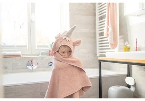 Rózsaszín pamut kapucnis gyerek törölköző 75x75 cm Unicorn – Kindsgut