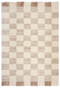 Krémszínű-natúr színű kézi szövésű gyapjúkeverék szőnyeg 160x230 cm Eric Checkboard – Flair Rugs
