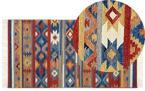 Színes kilim gyapjúszőnyeg 80 x 150 cm NORAKERT Beliani