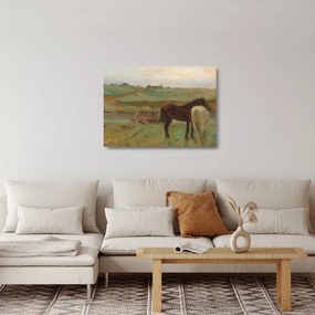Üveg kép - Edgar Degas, Horses in a Meadow, reprodukciók (70x50 cm)
