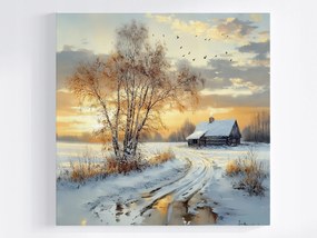 Poszter Tájkép Tél Nyírfa Hó Nap 40x40