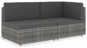 2 személyes szürke elemes polyrattan kanapé