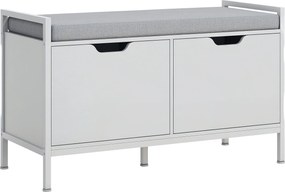 HOMCOM Cipőpados Cipőszekrény Kivehető Szivacsos Ülőpaddal 4 Pár Cipőhöz Előszobába 84x35x50 cm Fehér | Aosom