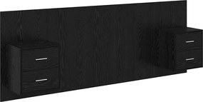 vidaXL Fejtámla Szekrénnyel fiókkal 3 pcs Fekete tölgy Faanyag