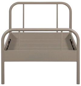 Bézs fém egyszemélyes ágy ágyráccsal 90x200 cm Mata – WOOOD