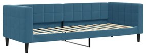 kék kihúzható bársony heverő fiókokkal 80 x 200 cm